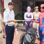 ‘Spider-Man’ Fined in Delhi: Youth Along With Female Friend Performs Dangerous Bike Stunt Wearing Superhero Costume in Najafgarh, Police Impose Fine After Video Goes Viral