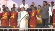 Mamata Banerjee Dances With Local Artists on Stage During Public Rally in West Bengal&rsquo;s Ghatal (Watch Video)