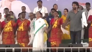 Mamata Banerjee Dances With Local Artists on Stage During Public Rally in West Bengal’s Ghatal (Watch Video)