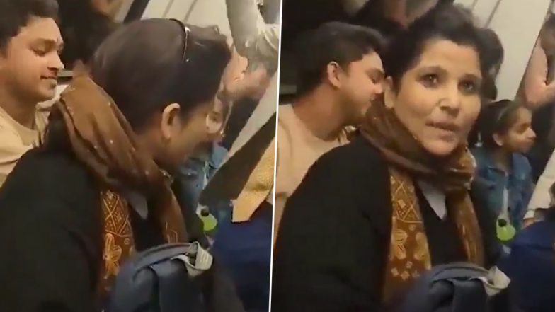 Delhi Metro Viral Video Shows Woman Forcefully Sitting on Man's Lap Inside Packed Train Compartment, Calls Herself 'Besharam'