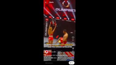 Iranian MMA Fighter Ali Heibati Kicks Ring Girl Before Being Attacked by Crowd; Handed Lifetime Ban (Watch Video)