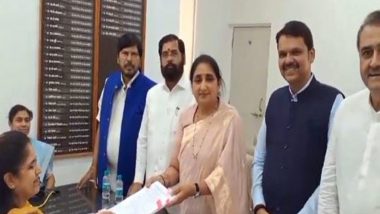Baramati Lok Sabha Election 2024: NCP Candidate Sunetra Pawar, Maharashtra Deputy CM Ajit Pawar’s Wife, Files Nomination for General Polls (Watch Video)