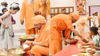 Ram Navami 2024: Uttar Pradesh CM Yogi Adityanath Performs Kanya Pujan at Gorakhnath Temple in Gorakhpur on Auspicious Occasion (See Pics and Video)