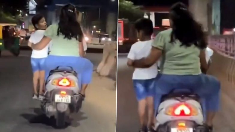 Bengaluru Couple Makes Child Stand on Footrest While Riding Scooty, Rider Fined After Video Goes Viral