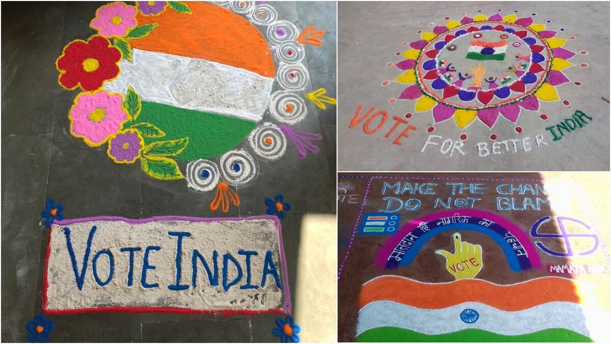 Viral News | Matdan Rangoli Ideas - 'Vote for Better India' Rangoli ...