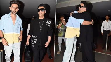 Kartik Aaryan and Karan Johar Share Warm Hug at Airport After Attending an Event Together in Bengaluru (Watch Video)