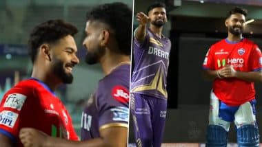 Rishabh Pant and Shreyas Iyer Meet at Vizag Ahead of DC vs KKR IPL 2024, Have Friendly Conversation (Watch Video)