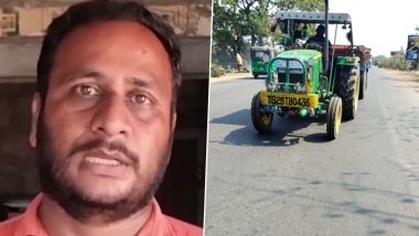 Telangana: Tractor Driver Fined for Not Wearing Seat Belt in Palwancha (Watch Video)