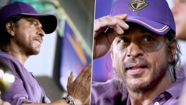 Shah Rukh Khan Enjoys Kolkata Knight Riders and Delhi Capitals IPL Match at Vizag Cricket Stadium (Watch Video)