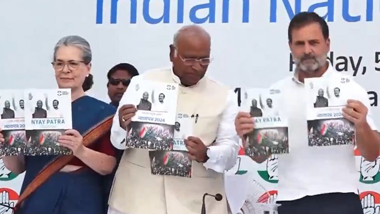 Lok Sabha Elections 2024: Congress Releases Manifesto, Vows to Conduct Nationwide Socio-Economic and Caste Census (Watch Video)