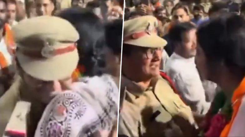 Hyderabad: Woman Cop Shakes Hand, Shares Warm Hug With BJP Candidate Kompella Madhavi Latha; Suspended (Watch Video)