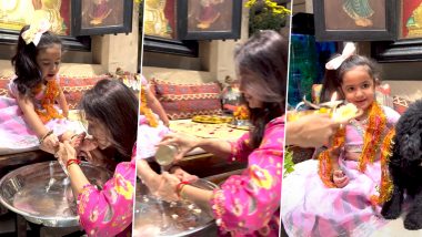 Shilpa Shetty Celebrates Ashtami, Performs Kanya Pujan 'With Our Own Devi Samisha' (Watch Video)