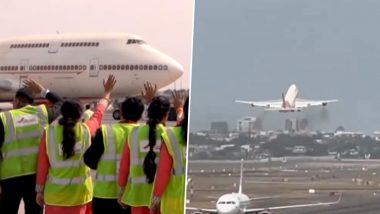'An Era of Majestic Flights': Air India Bids Farewell to Last 'Queen of the Skies' Boeing 747, Shares Video of Plane Taking Final Flight From Mumbai Airport