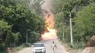 Uttar Pradesh: Massive Blaze Erupts as Truck Loaded with Gas Cylinders Catches Fire Triggering Explosions in Moradabad, Multiple Fire Tender Deployed (Watch Videos)
