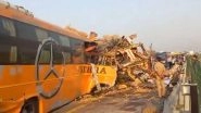 Uttar Pradesh Road Accident: Four Killed, Several Injured As Sleeper Bus Breaks Divider, Collides With Truck on Agra-Lucknow Expressway (Watch Video)