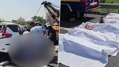 Gujarat Road Accident: 10 Killed After Car Rams Into Truck on Ahmedabad-Vadodara Expressway (Watch Video)