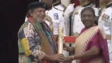 Mithun Chakraborty Receives Padma Bhushan From President Droupadi Murmu for Remarkable Contributions to Cinema (Watch Video)