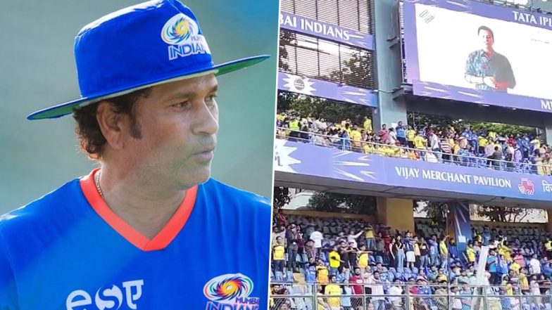 Sachin Tendulkar Thanks Spectators at Wankhede Stadium For Taking 'Voter's Pledge' During MI vs CSK IPL 2024 Match Ahead of Lok Sabha Elections