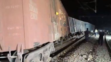 Goods Train Derailment in Uttar Pradesh: Several Bogies of Freight Train Derails Near Ayodhya Junction, No Casualties Reported (Watch Video)