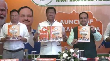 Arunachal Pradesh Assembly Elections 2024: BJP Chief JP Nadda Releases Party's Manifesto for Assembly Elections (Watch Video)