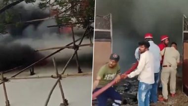 Punjab Fire Video: Blaze Erupts at Factory in Jalandhar's Leather Complex, Fire Tenders on Scene