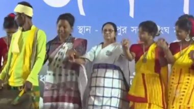 Mamata Banerjee Plays Drum, Dances With Tribals Bankura (Watch Video)