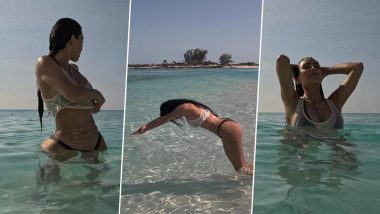 Kim Kardashian Is A Water Baby as She Flaunts Her Hourglass Figure In White Transparent Sleeveless Top and Bikini Bottom (See Pics)
