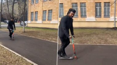 The Greatest Of All Time: BTS Video of Thalapathy Vijay Riding Kick Scooter on Set Surfaces Online - WATCH