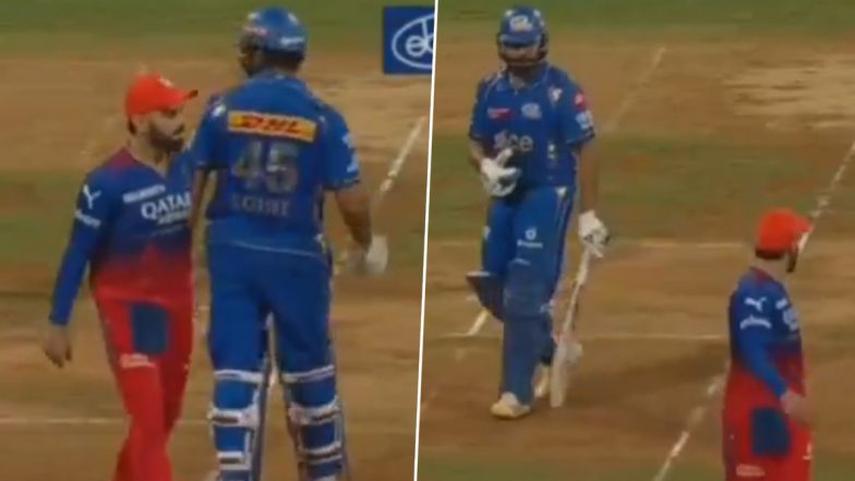 Rohit Sharma Gives Thumbs-Up to Virat Kohli After Latter’s Friendly Pat During MI vs RCB IPL 2024 Match, Video Goes Viral