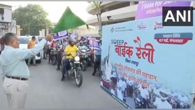 India News | Raipur District Collector Organises Bike Rally to Create Awareness Among Voters Ahead of Lok Sabha Election