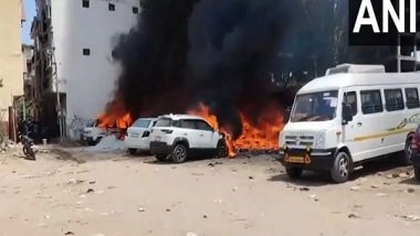 India News | Haryana: Fire Breaks out in Four Parked Vehicles in Gurugram