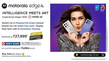 Business News | Motorola Edge 50 Pro Goes on Sale in India with the World's First True Colour Camera and Display - Validated by Pantone at Just Rs 27,999*