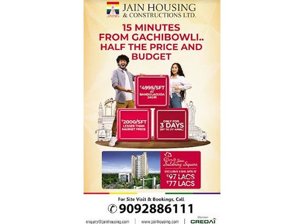 Business News | Jain Housing Unveils Unbeatable Offer of Rs. 4999 / Sq. Ft. at Salzburg Square in Bandlaguda Jagir, a Mere 15 Minutes from Gachibowli