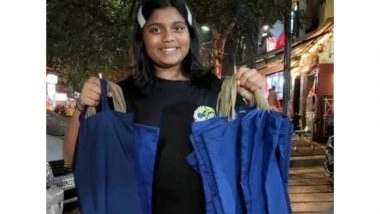 Business News | Teen Activist Manya Harsha Leads Recycling Revolution in Bengaluru, Transforms Granny's Sarees into Sustainable Bags on Earth Day