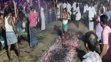 India News | Devotees in Large Numbers Take Part in Theemithi Festival at Mela Mariamman Temple in TN's Mayiladuthurai
