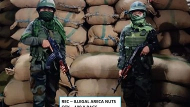 India News | Assam Rifles Recover 100 Bags of Areca Nuts Worth Rs 56 Lakh in Mizoram's Champhai