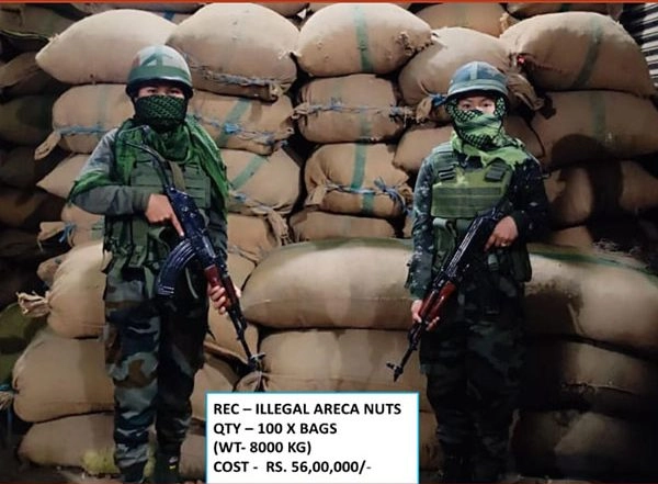 India News | Assam Rifles Recover 100 Bags of Areca Nuts Worth Rs 56 Lakh in Mizoram's Champhai