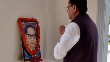India News | Uttarakhand CM Pushkar Singh Dhami Pays Floral Tributes to BR Ambedkar on His Birth Anniversary