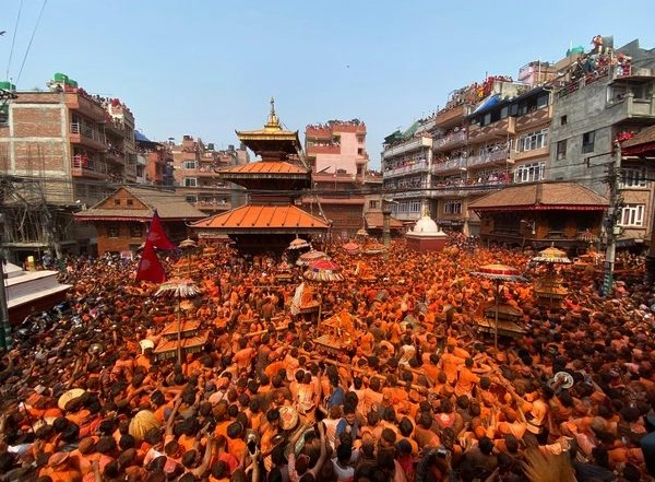 World News | Nepali Town Welcomes the New Year with Drum Beats, Dancing, Palanquins, Sindoor