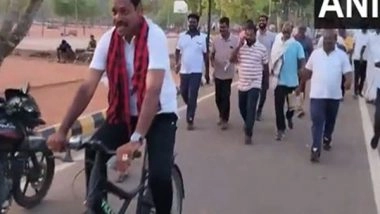 India News | TN: As Last Day for Campaigning in LS Polls Nears, DMK Thanjavur Candidate Cycles to Solicit Votes