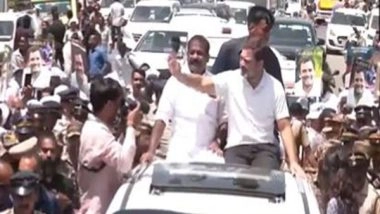 India News | Kerala: Rahul Gandhi Holds Roadshow in Wayanad, to Attend UDF Rally in Kozhikode Today