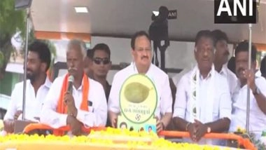India News | BJP President JP Nadda Holds Roadshow in TN's Ramanathapuram in Support of Former CM O Panneerselvam