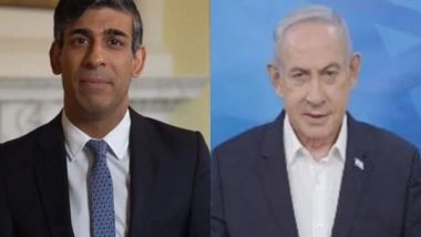 World News | Rishi Sunak Speaks to Benjamin Netanyahu, Reiterates UK's Support for Israel's Security