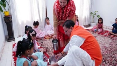 India News | Uttarakhand: CM Dhami Performs 'Kanya Pujan' at His Residence in Dehradun