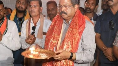 India News | Odisha: Dharmendra Pradhan Offers Prayers at Maa Dakhinakali Temple in His Sambalpur Parliamentary Constituency