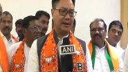India News | Congress to Be in 'minus' in Lok Sabha Polls in Telangana: Union Minister Kiren Rijiju