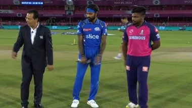 Sports News | IPL 2024: Mumbai Indians Win Toss, Decide to Bat Against Rajasthan Royals