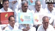 India News | Karnataka: Cong Leaders Protest Against Centre over Non-release of Relief Funds Ahead of Amit Shah's Visit