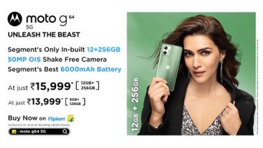 Business News | Moto G64 5G with Segment's Only 12GB +256GB and Shake Free Camera Goes on Sale on Flipkart, Motorola.in, & Other Leading Retail Stores at Just Rs. 15,999