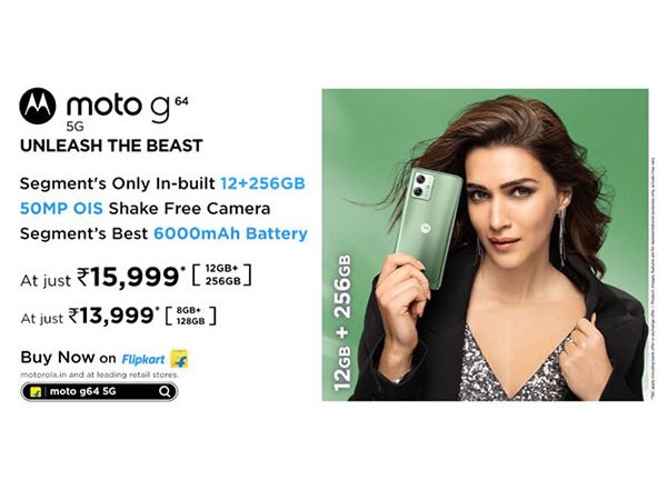 Business News | Moto G64 5G with Segment's Only 12GB +256GB and Shake Free Camera Goes on Sale on Flipkart, Motorola.in, & Other Leading Retail Stores at Just Rs. 15,999*
